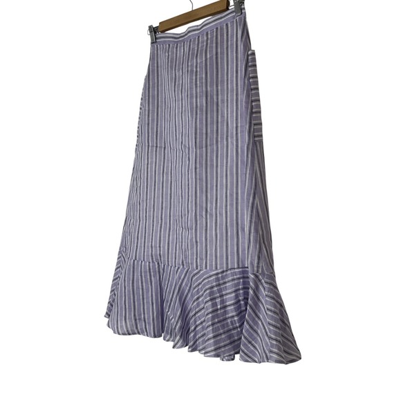Sandro Midi Skirt Womens Size‎ 34 Linen Blend Ruffle Cóctel Designer Lined New - Picture 15 of 16